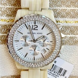 Michael Kors ‘Madison’ Beige Watch with Crystals